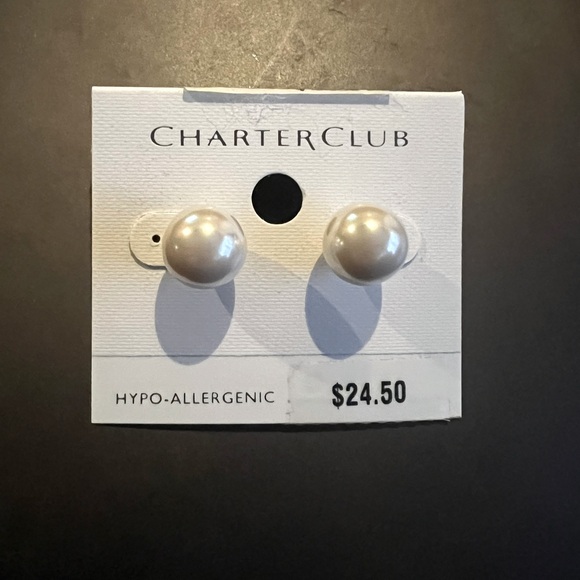 Charter Club big pearl earrings - Picture 2 of 5